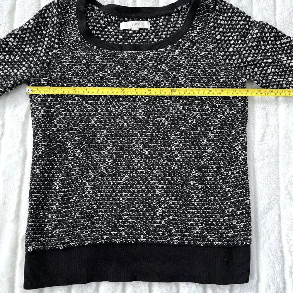 LOFT Textured Knit Sweater (Black/White) M